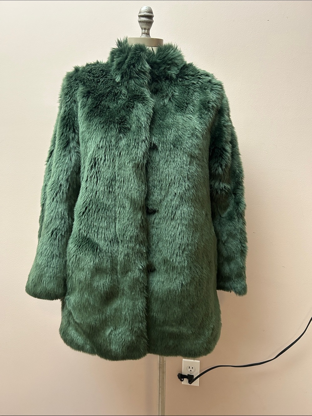 Babaton Faux Fur Fritz Deep Green Coat size S